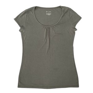 Merona Gray Ruched Scoop Neck Tee T-shirt M